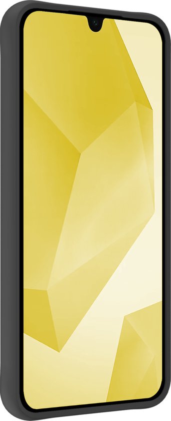 Coque noire pour smartphone avec fond abstrait jaune.