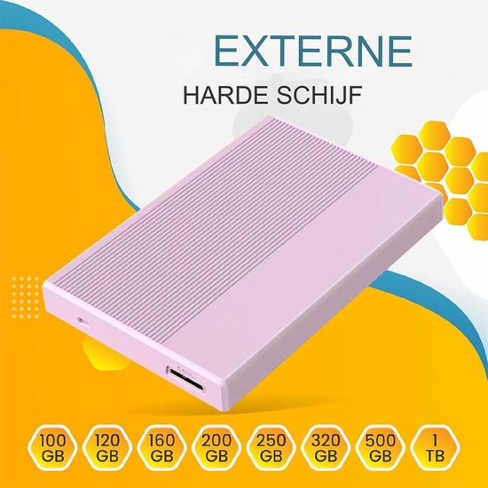 White-label Harde Schijf Extern - Draagbare - 500GB Opslag - Roze van Merkloos — afbeelding 2