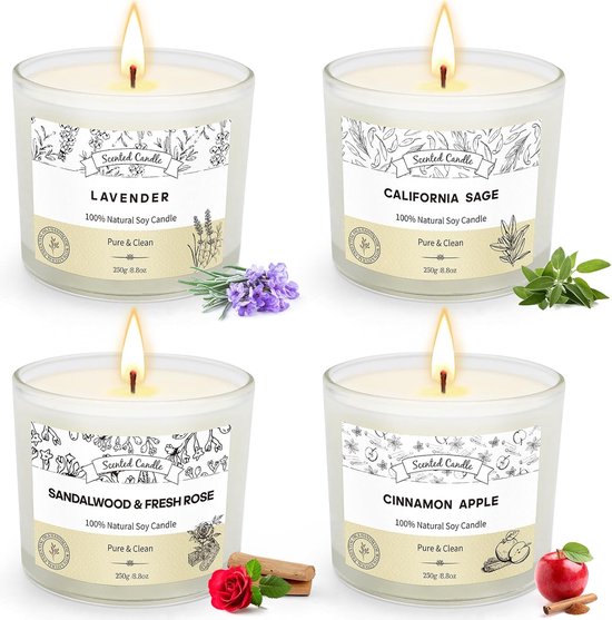 Geurkaarsen voor dames en heren - Valentijnsdag - verjaardag - grote 4 x 8 -8 oz - sojakaars - brandduur 240 uur - kerstdecoratie [Energieklasse A+++]