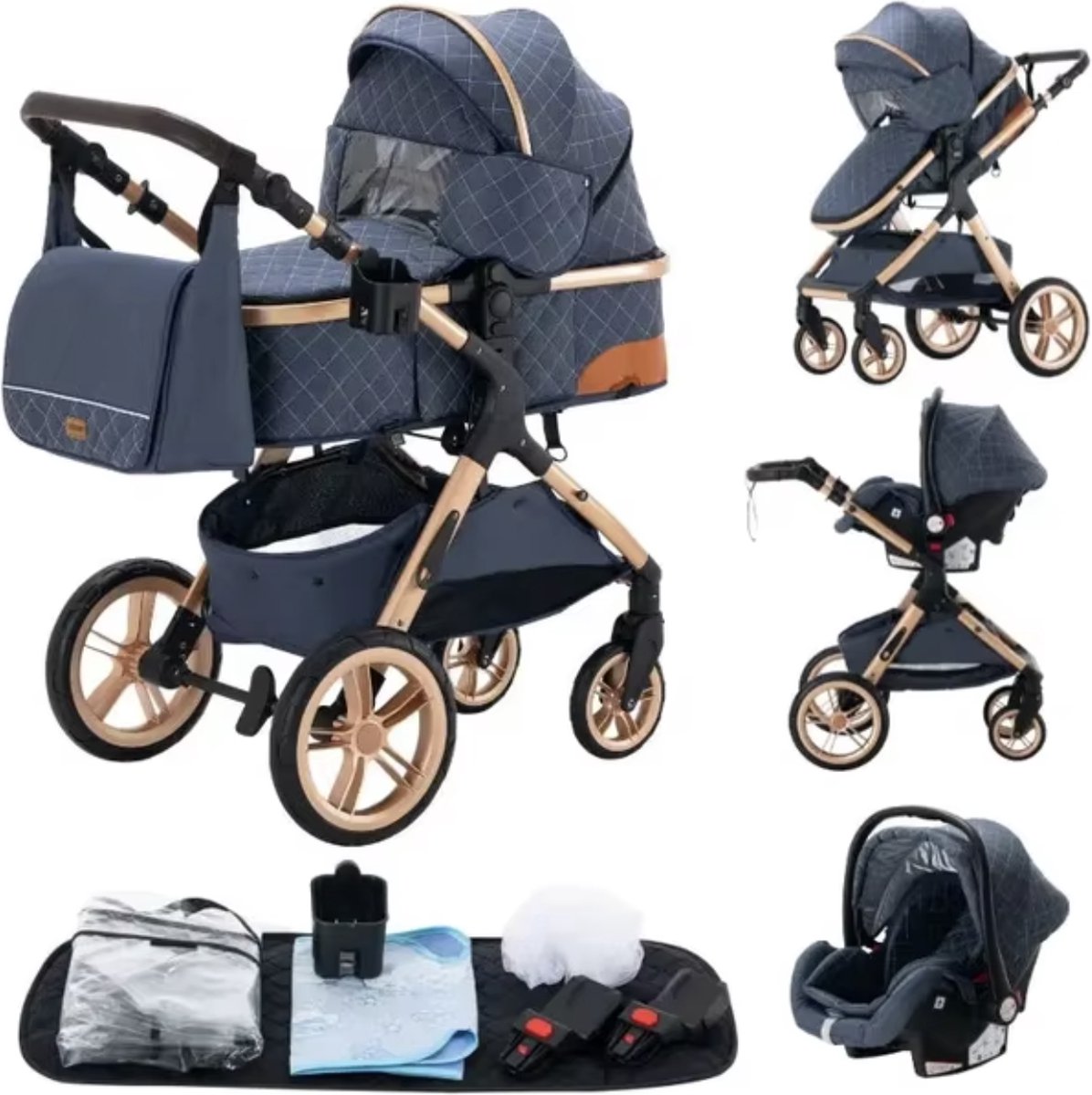 J&R Kinderwagen 3 in 1 - Kinderwagen - Bedje - Buggy -
