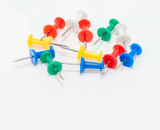 AIEX 100 Stuks Plastic Push Pins Clear, Duimspijkers Kurk Platte Pushpins met Stalen Punt Punaises Transparant voor Kurkbord Bulletinboard Muur (Wit