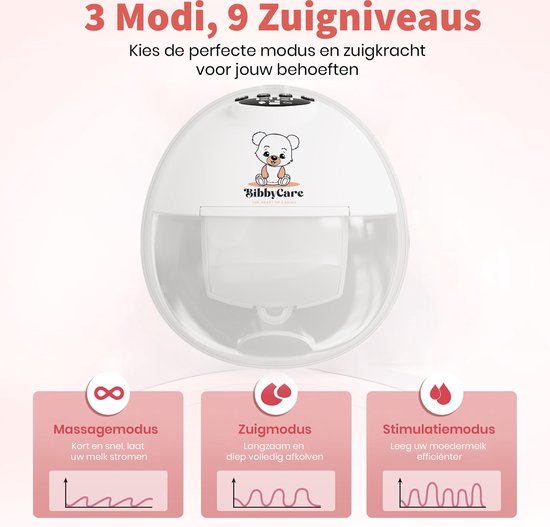 Bibbycare Elektrische Draadloze Borstkolf - Handsfree borstkolf - BPA-Vrij - Dubbele Borstkolf - Wit van Bibbycare — afbeelding 4