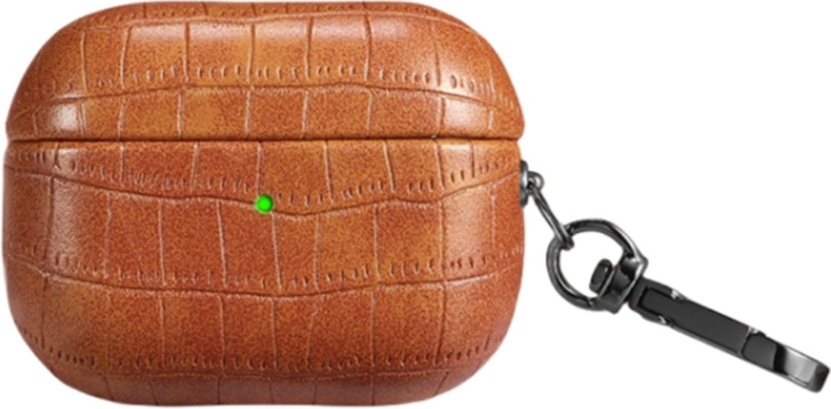 Telestore - Hoesje geschikte voor AirPods 4 en Airpods 5 - wilde dieren krokodil motief hoesje Beschermhoes - Shockproof AirPods 4 en 5 Cover - AirPods 4 en 5 Hoesje - Geschikt voor Apple Airpods 4 en Airpods 5 - licht bruin - shockproof cover