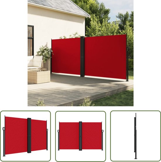 The Living Store Paravent Extensible 160 x 1000 cm - Paravent Oasis résistant à Water et aux UV - Polyester Rouge avec revêtement PU