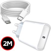 INFY - Chargeur rapide pour iPhone 15 - Adaptateur USB-C 20W avec câble USB-C vers USB-C de 2 mètres - iPhone 15 / pro / pro max - Universel