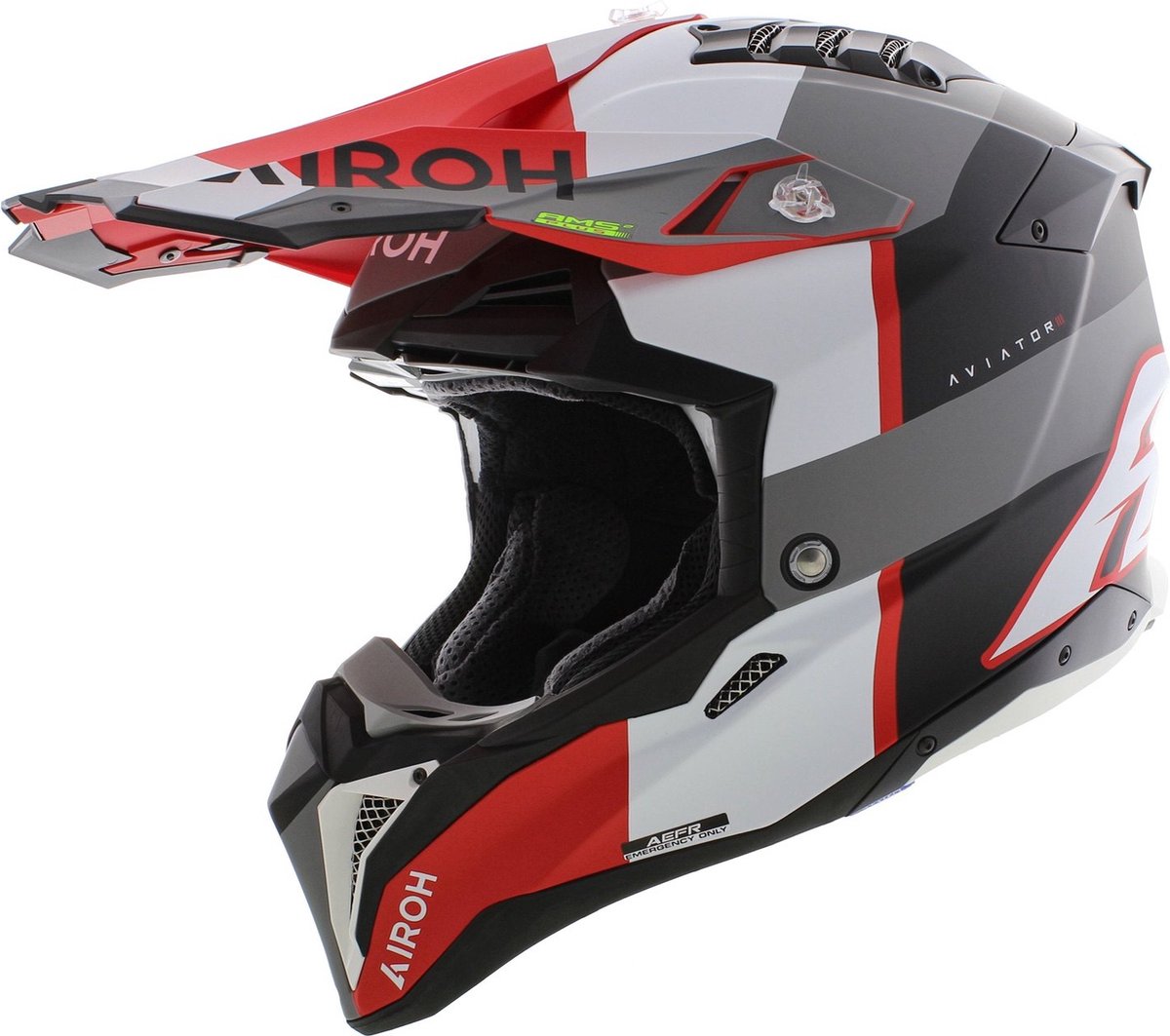 Airoh Helm Aviator 3 AMS² Monarch mat grijs wit rood