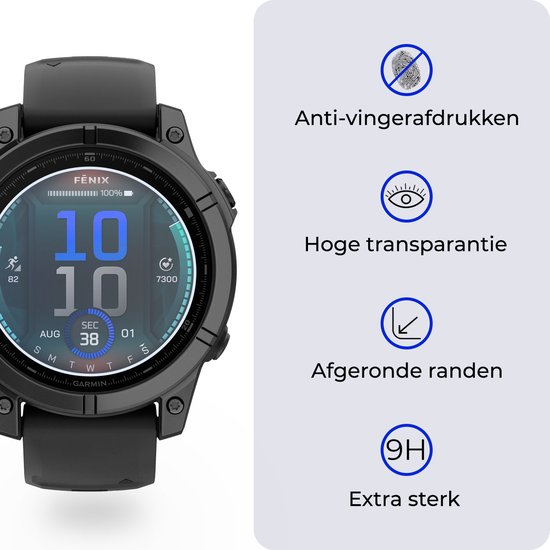 Screenprotector Geschikt voor Garmin Fenix E (47 mm) Screenprotector Glas Gehard Screen Cover - Screen Protector Geschikt voor Garmin Fenix E Screenprotector Tempered Glass - 2 PACK