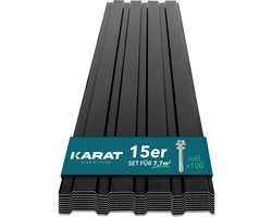 FLOORDIREKT 15 stuks Dakpanelen - 115 x 45 cm - Profielplaat SET incl. Schroeven - 7,7 m² - Muurplaat Dakplaat - Dikte 0,25 mm - Gevelbekleding - Zwart
