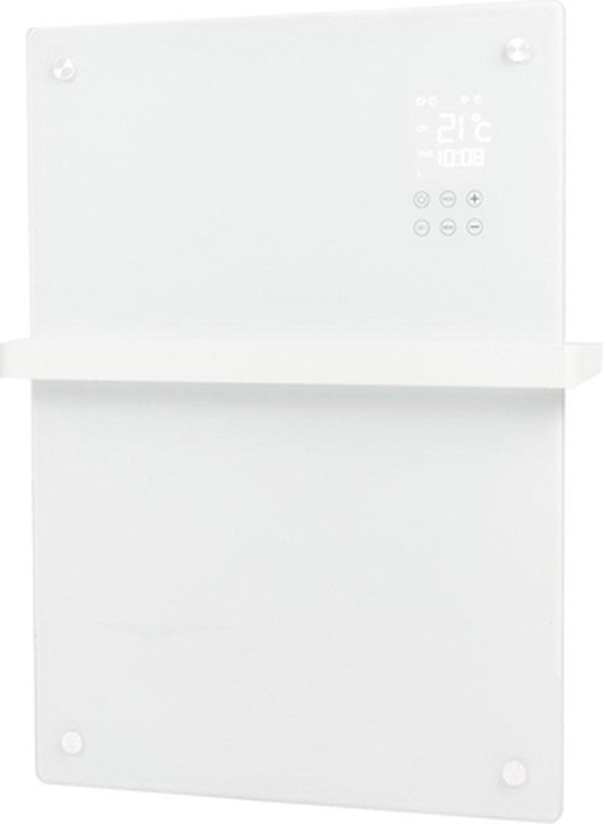 Eurom Alutherm Infrarood paneel - 67.1x43.8cm - IP24 - 800watt - wifi - wand- Verticaal - metaal/glas - wit