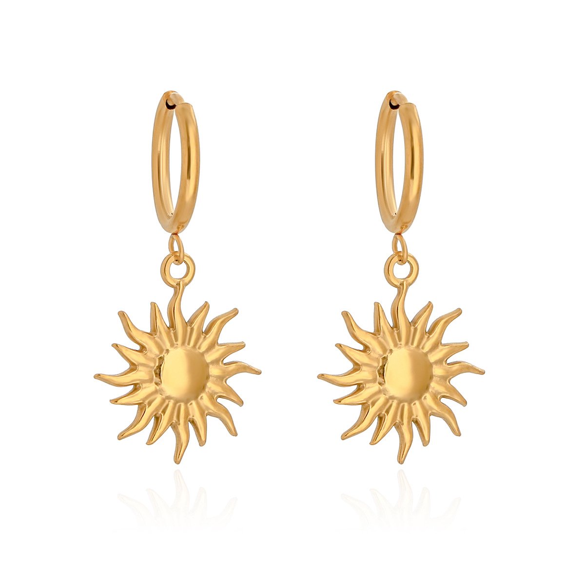 Marama - Oorbellen Sun Gold - goud plated - oorhangers - damesoorbellen - rvs - nikkelvrij - glanzend - feestelijk