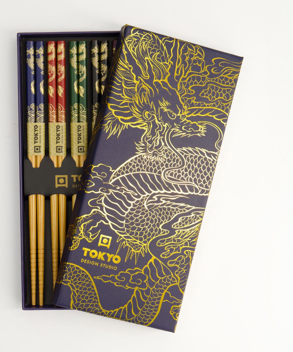 Tokyo Design Studio – Eetstokjes Giftset – Dragon – 5 paar - 22.5cm