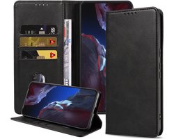 Smartphonica Telefoonhoesje geschikt voor Xiaomi Poco F5 Pro kunstleren Hoesje met Magnetische sluiting en Pasjeshouders Book Case met Klepje - Zwart geschikt voor Xiaomi Poco F5 Pro