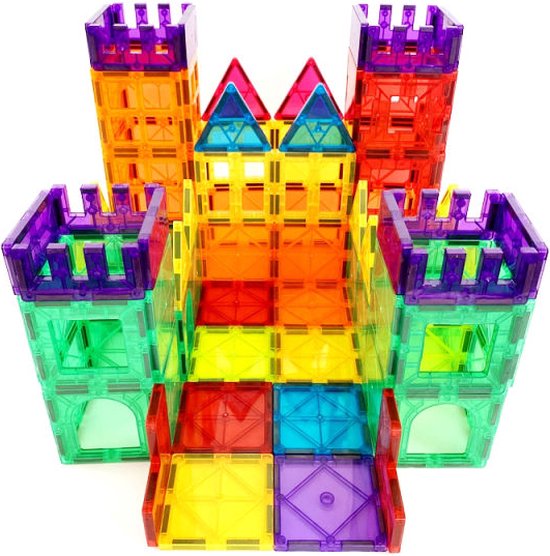 Brickkies®, Magnetisch Speelgoed, Bouwpakket, constructiespeelgoed, Montessori speelgoed, Magnetische Tegels/Blocks, Bouw je eigen bouwwerken in je Magna wereld, 221 stuks inclusief voorbeeld handleiding in handige opbergdoos