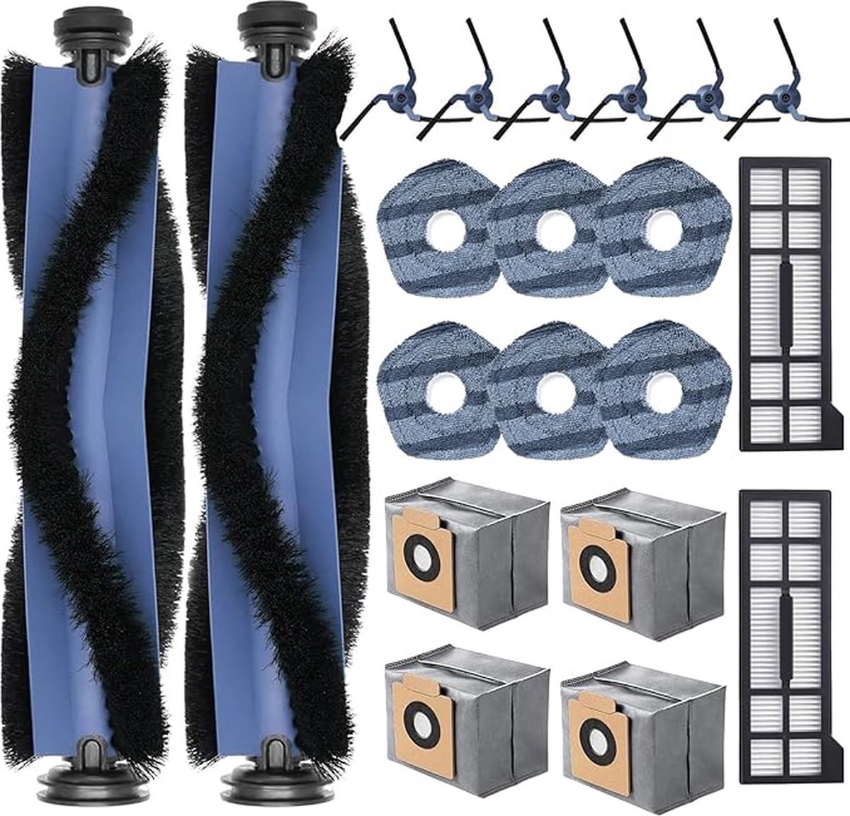 Accessoireset voor Eufy X10 Pro, Omni robotstofzuiger, 4 stofzakken, Saprdii 6 dweildoeken, 2 rubberen rolborstels, 2 filters, 6 zijborstels, reserveonderdelenset X10 Pro, stofzuigerrobot,