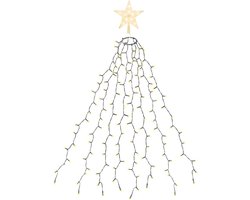 Kerstboomverlichting 1,5m met Ring 8 Garlands en Kerstboom Topper Ster 210 LED Lichten Binnen met 8 Modus Warm Wit Energieklasse G