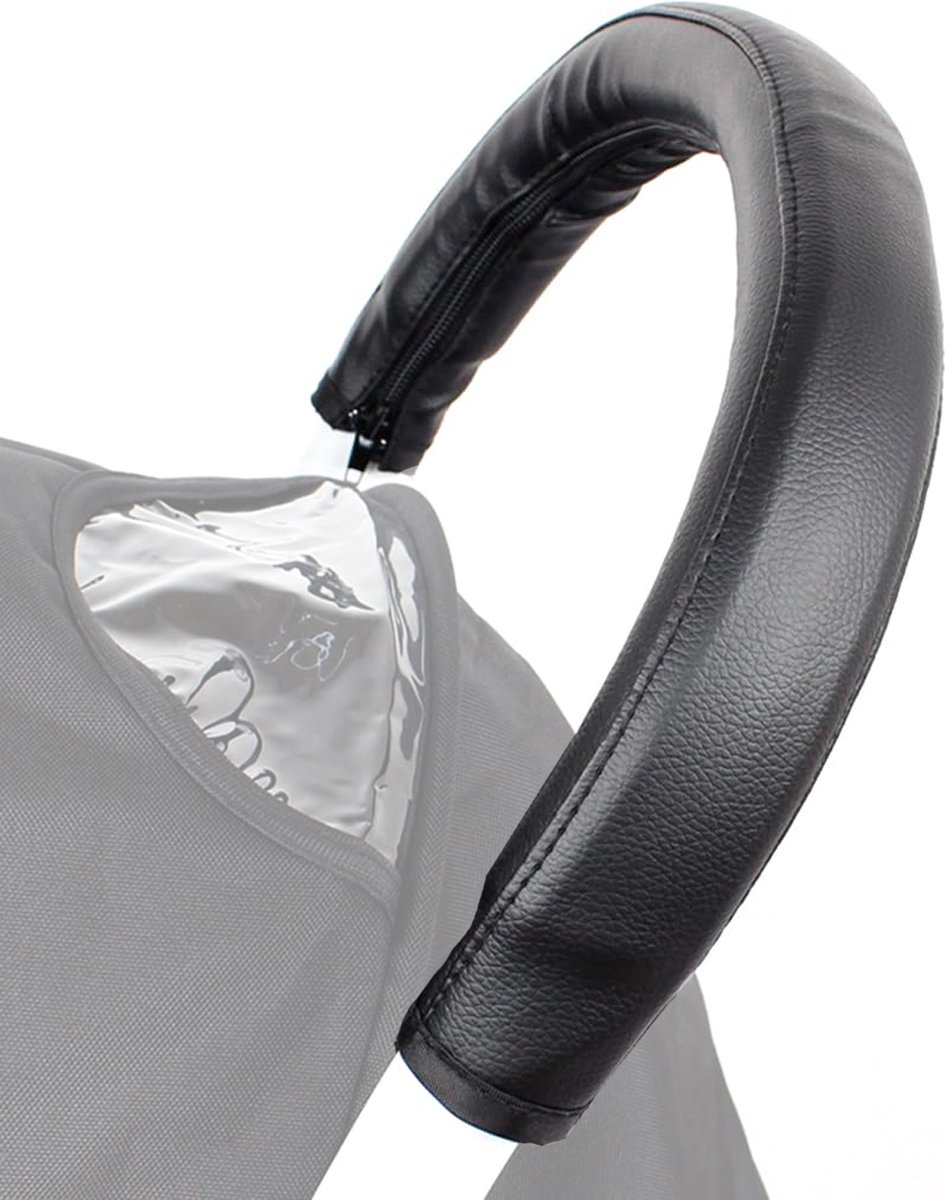 Kinderwagen Handvathoes, 2 stuks leren kinderwagen handvat, kinderwagen buggy handvathoes, kunstleren armsteun beschermhoes, waterdicht, absorbeert zweet, voor kinderwagens, zwart