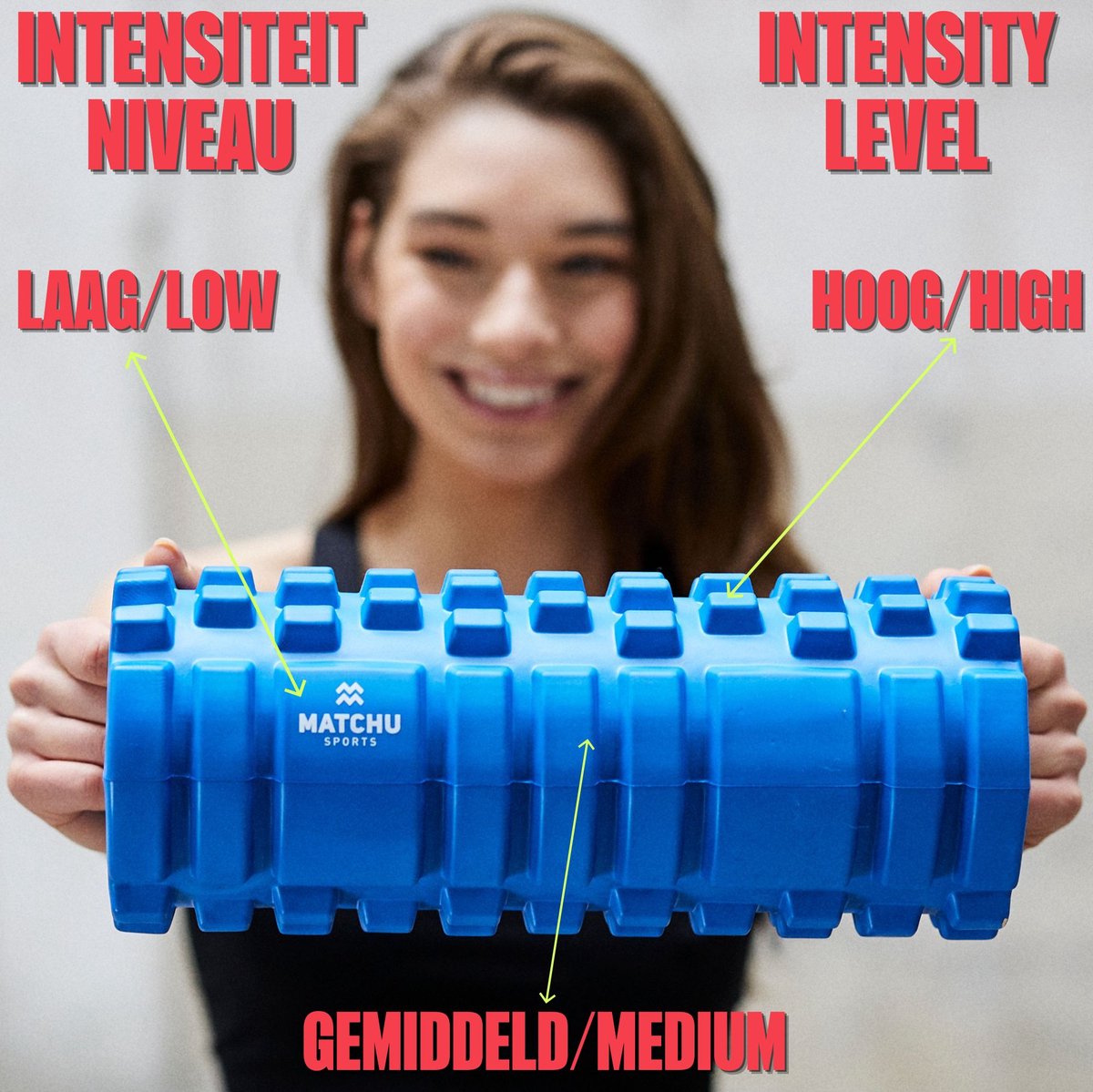 Matchu Sports - Foam roller - Foamroller - Bindweefselmassage - Massage roller - 33 cm - Hard - Blauw thumbnail 6