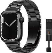 MY PROTECT - Luxe Metalen Bandje Geschikt Voor Apple Watch 42mm - 44mm - 45mm - 49mm - Zwart