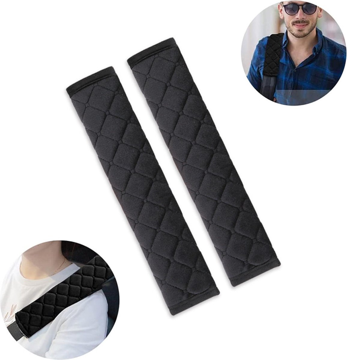 Universele Gordelhoes Auto - 2 Stuks - Comfortabele Gordelbeschermer - Gordelhoezen - Schouderhoezen - Gordelkussen Voor Kinderen - Autogordel Cover - Nekbeschermer Kind - Auto Accessoires - Zwart - Nekkussen / Neksteun