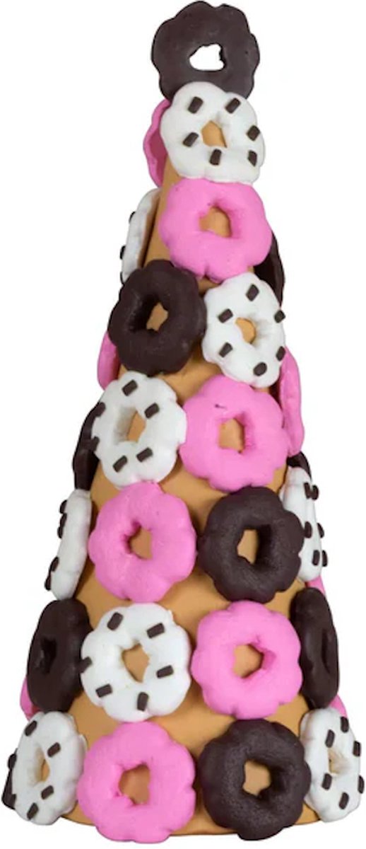 Tafeldecoratie Peperkoekjes Kerstboom met donuts - 18 cm