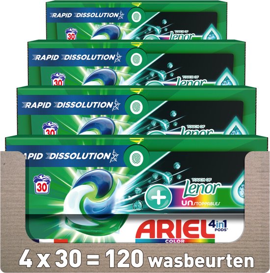 4x Ariel 4in1 Wasmiddel Pods Color Lenor Unstoppables 30 stuks | bol