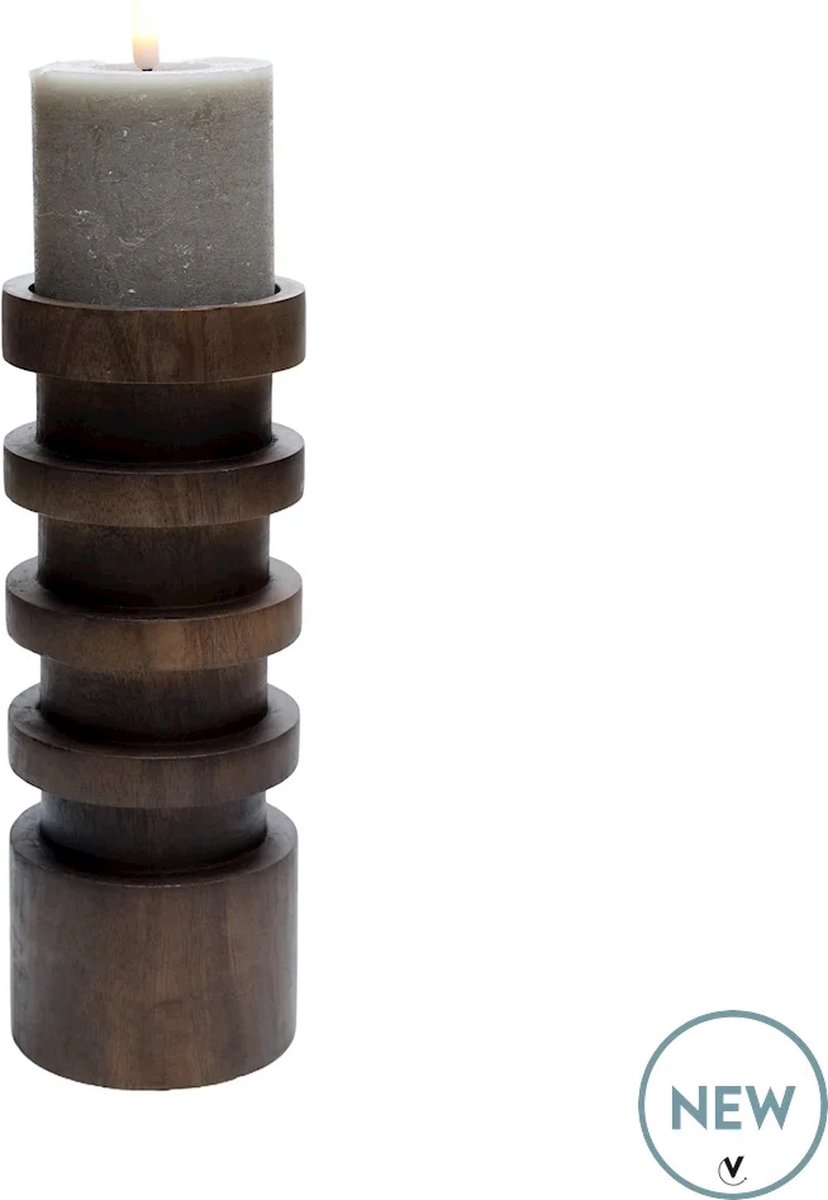 Kandelaar Vail | Medium | walnut | Ø10 x H26 cm