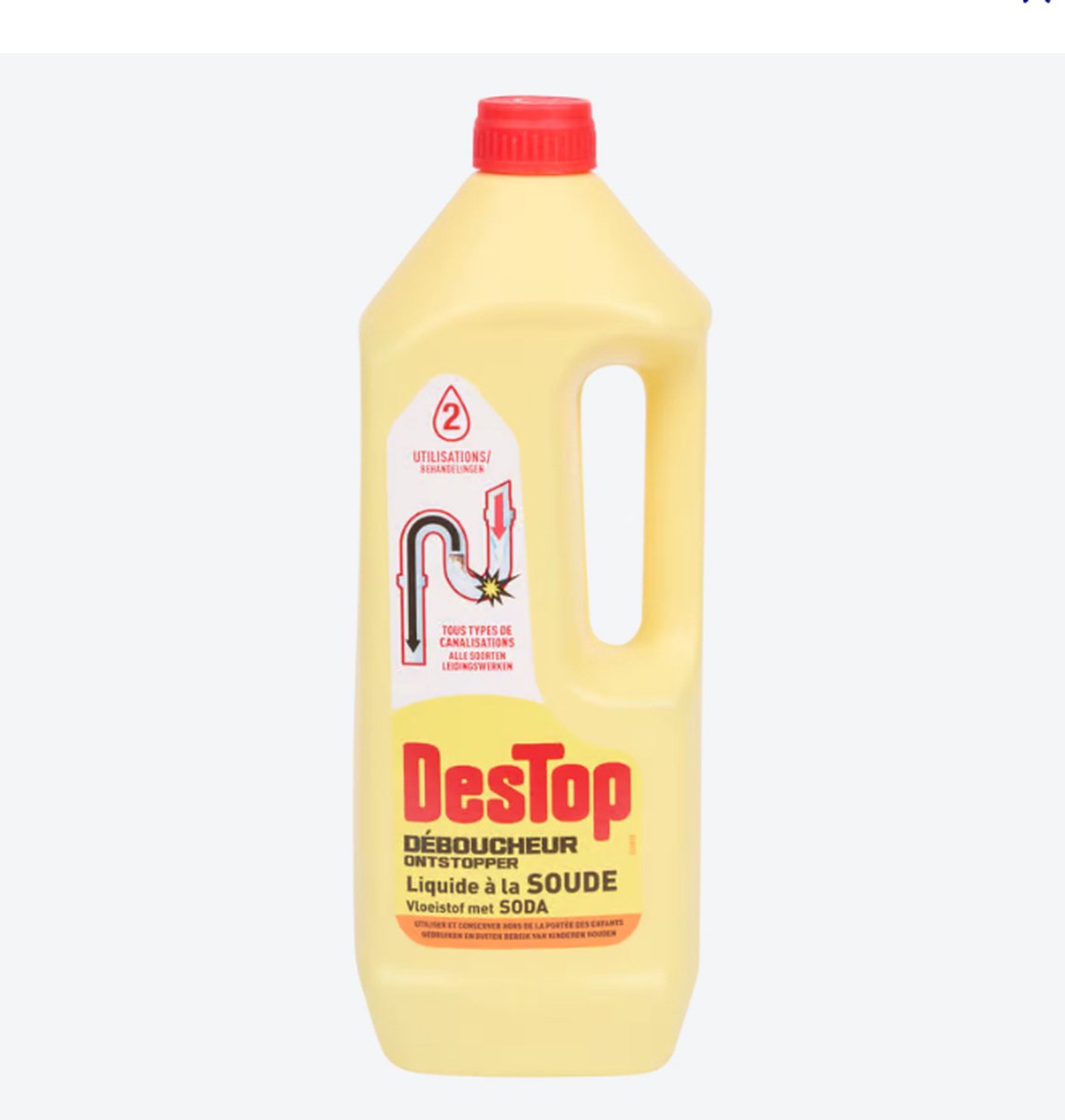 Ontstopper - Destop - Met Soda - 1L - Alle soorten leidingwerken - Werkt in 2 uur