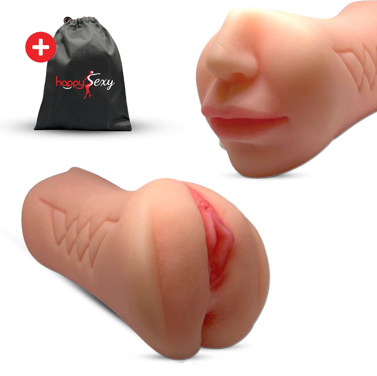HappySexy Pocket Pussy 3 in 1 Masturbator - Inclusief Gratis Opbergzakje - Sex Toys Voor Mannen - Kuntkut Anaal Deepthroat Blowjob - Kunst Vagina Realistisch