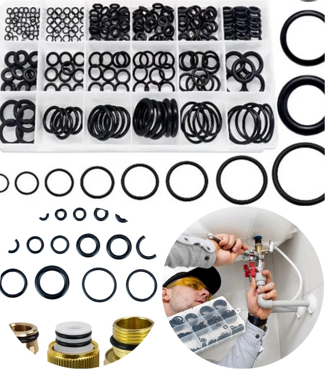 255 Stuks Rubberen O-Ringen Kit - Veelzijdige O-Ringen voor Loodgieterswerk, Kraanreparaties, Auto's en Afdichtingen - 18 Maten NBR-Rubber voor Duurzaamheid en Betrouwbaarheid
