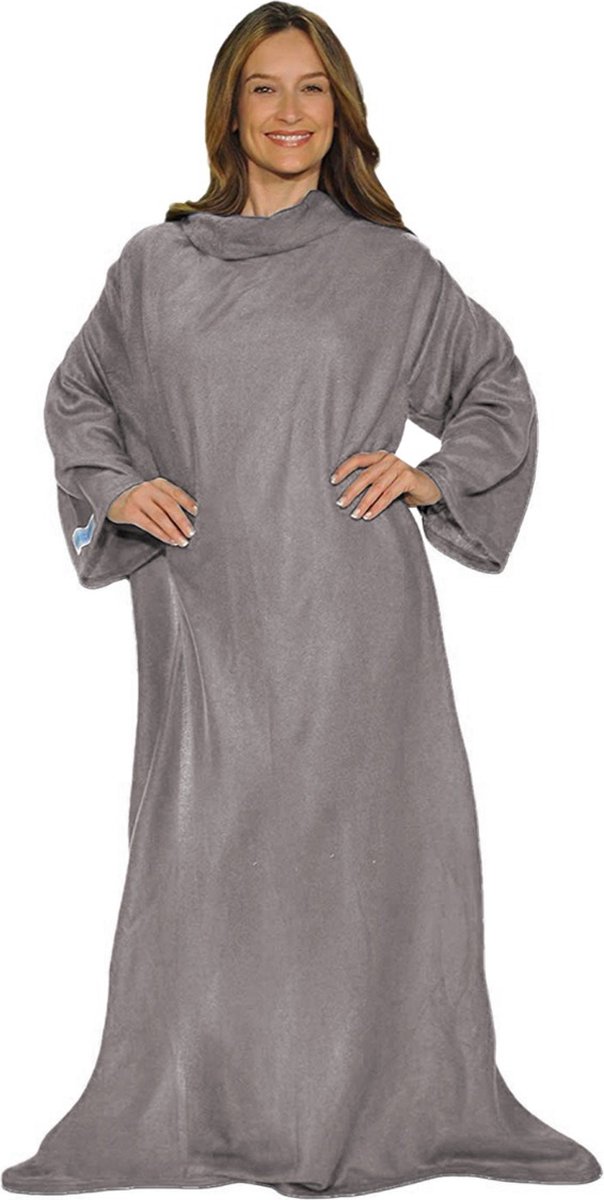 Snuggie Original - Fleece Deken met Mouwen - Grijs - 180x137cm - Hoodie met Mouwen en Handige Zakken - Warme & Zachte TV Deken
