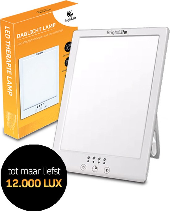 BrightLife Daglichtlamp - Lichttherapie lamp - Energielamp - Bureaulamp - Hobbylamp - Voor meer Energie - Ideaal tegen Winterdepressie - 12.000 LUX - Incl. Ebook