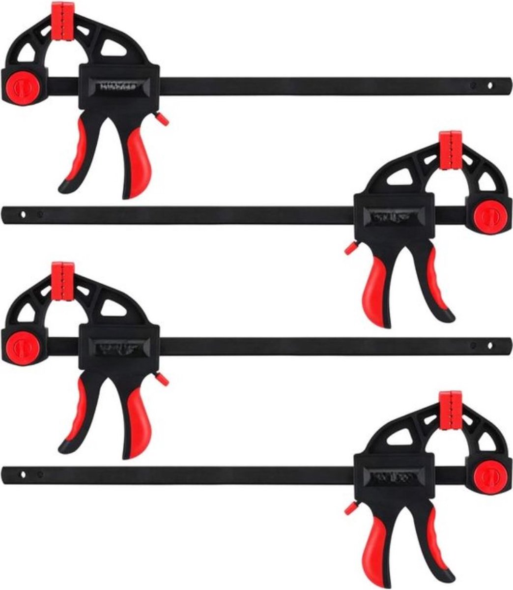 4-delige Quick Grip-klemmen 300 mm eenhandsklemset 12 inch ratelschroefklem voor houtbewerking modelbouw staafklemset