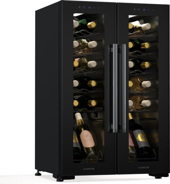 Klarstein Shiraz Wijnkoelkast - 2 Koelzones - Touch control - LED verlichting - Vrijstaand - Zwart
