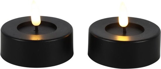 Countryfield LED theelicht rustiek zwart 2 stuks - warm wit licht.