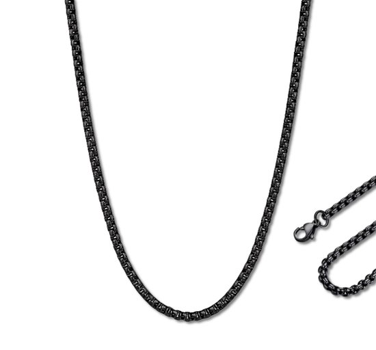Collier homme acier GINU 2,5mm - Longueur 70cm - Collier homme noir sans pendentif acier inoxydable - Mauro Vinci