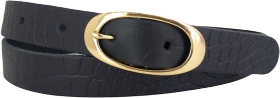 Dames Riem | Vrouwen Riem | Leren Riem | Lederen Riem | Kleur: zwart | Gouden Gesp | 2,5cm breed | Riemmaat: 105cm (totale lengte: 120cm) | 100% echt leer | Nikkelvrije gesp