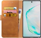Rosso Element Book Case Wallet Hoesje Geschikt voor Samsung Galaxy Note 10 | Portemonnee | 3 Pasjes | Magneetsluiting | Stand Functie | Licht Bruin