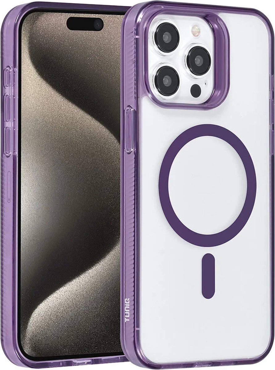 Back cover case - Magsafe silicone Hoesje Geschikt voor: iPhone 15 Pro - Paars