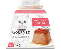 Gourmet Mousse Kattenvoeding - Zalm 4x57gr - Zachte Mousse, Complete Natvoeding