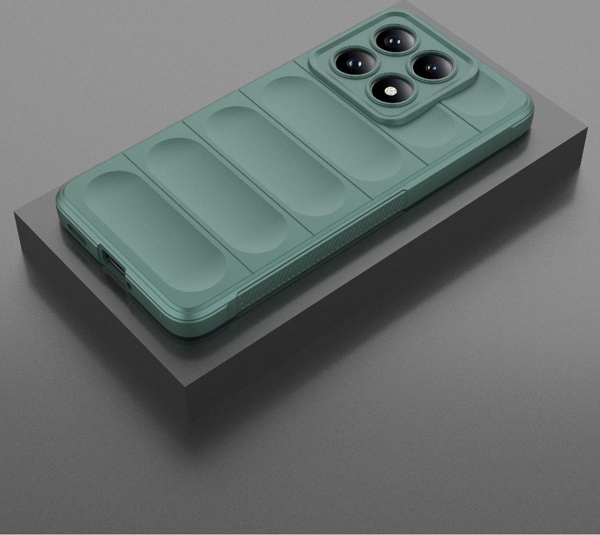 Mobigear Hoesje geschikt voor Xiaomi 14T Telefoonhoesje Flexibel TPU | Mobigear Bumpy Backcover | 14T Case | Back Cover - Groen