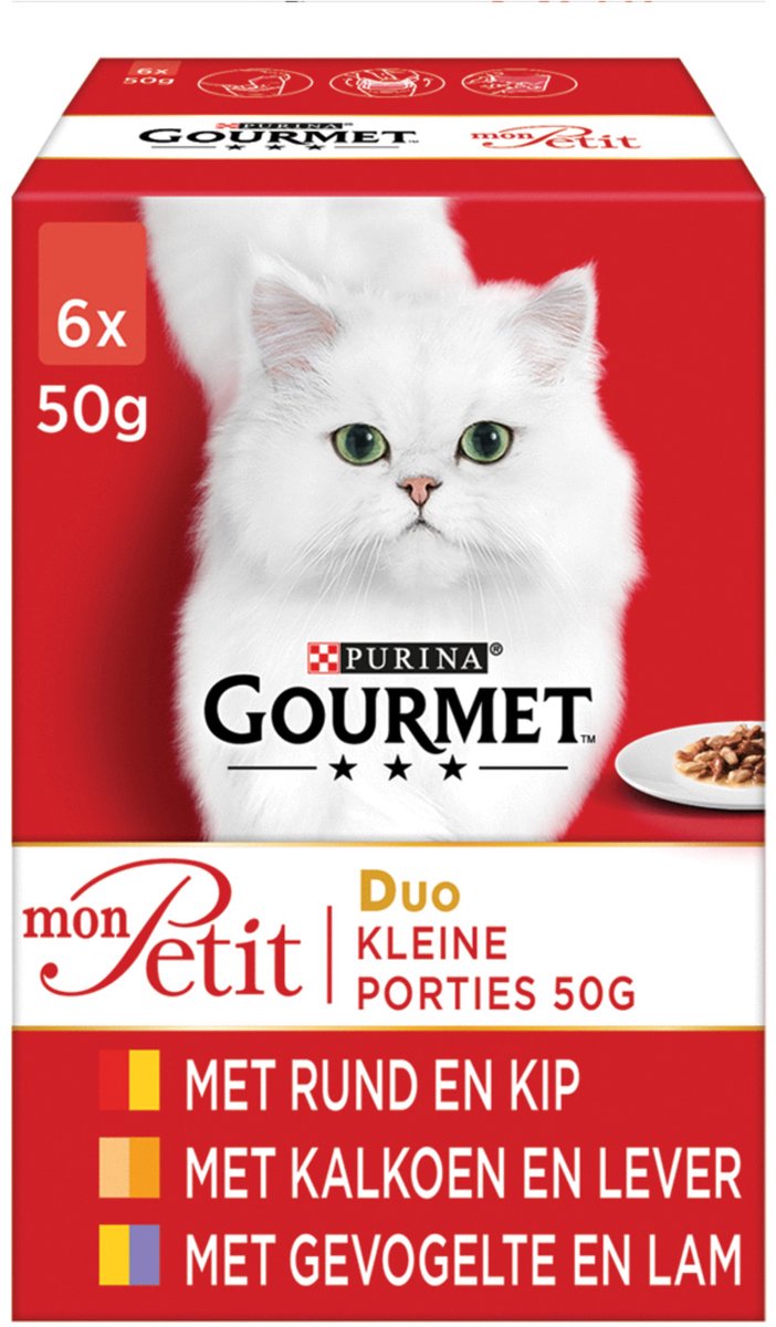 Gourmet Mon Petit Intense met rund en kip, kalkoen en lever, gevogelte en lam 8 x (6 x 50 g)