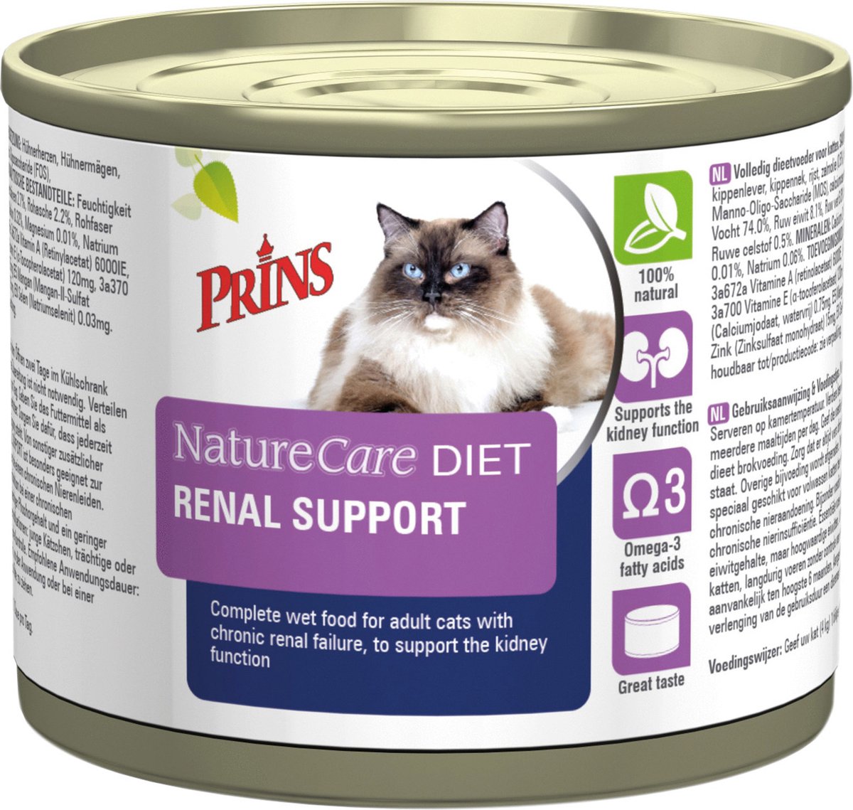 Prins NatureCare Diet Kattenvoer Nat Renal Support 200 gr