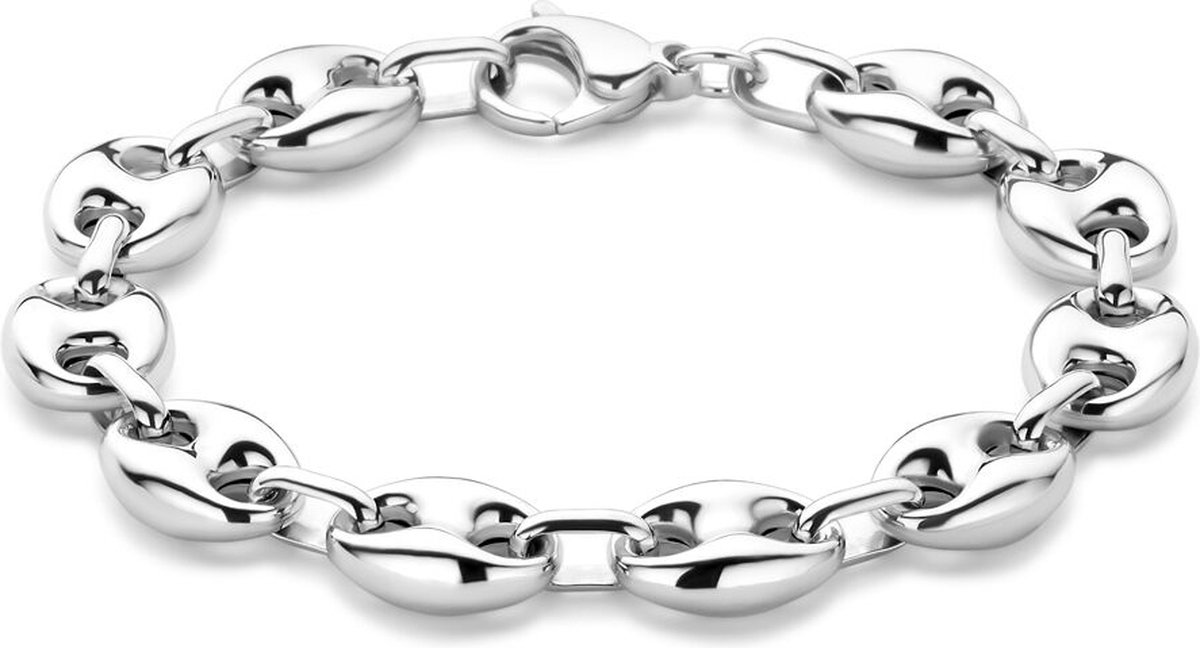 Zilver Gerhodineerd Armband Koffieboon 11 Mm 20 Cm 1340015