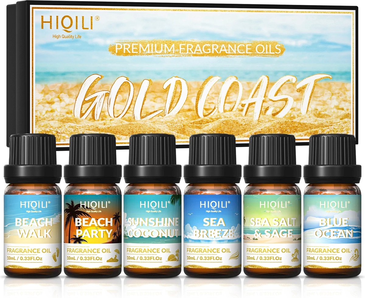 Goedkoopste HIQILI - Geur set - 6 Flesjes - 10ML - Gold Coast Olie