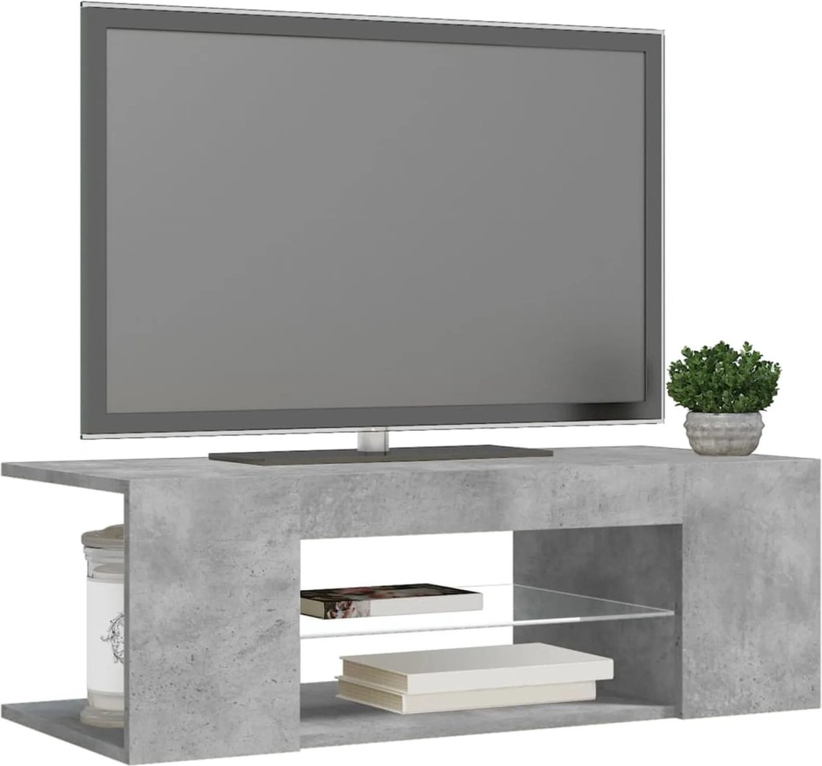 DHN TV kast met Led verlichting - Moderne Woonkamer Meubels - TV Meubels - 90X39X30 Cm - Grijs