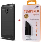 Silicone gel zwart hoesje Nokia 2.2 met glas screenprotector