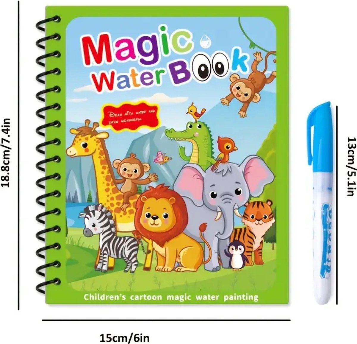 4 Pack Magische Water Kleurboeken voor Kinderen vanaf 2 Jaar - Herbruikbare Waterkleurboekjes met Magische Stift - Kleuren met Water - Educatief en Creatief Tekenboek voor Jongen en Meisje - Waterverf Graffiti Kleurboek - Toverstiften — afbeelding 3