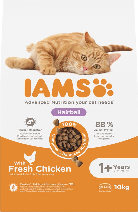 Iams Kat Adult Hairball Control Kip 10 kg