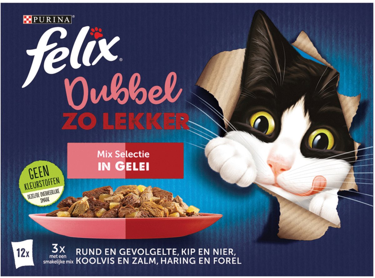 Felix Mixed Selection 12x85gr. - Kattenvoer - Rund - Zalm - 0,012 kg