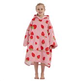 JAXY - Hoodie Deken Kinderen - Fleece Deken Met Mouwen - Snuggle Hoodie - Oodie Kids - 1150 gram - Aardbei
